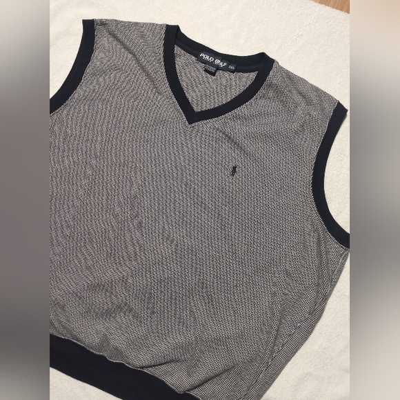 POLO GOLF Ralph Lauren Knit Houndstooth Cotton Blend Blue Pony Active Vest XXL - Picture 2 of 11